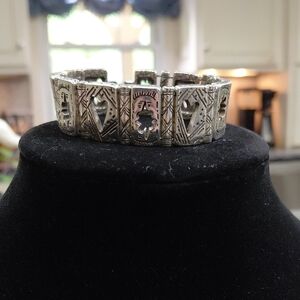 "Brighton" 8in  Silver Plated Sliding Hearts Geometric Bracelet